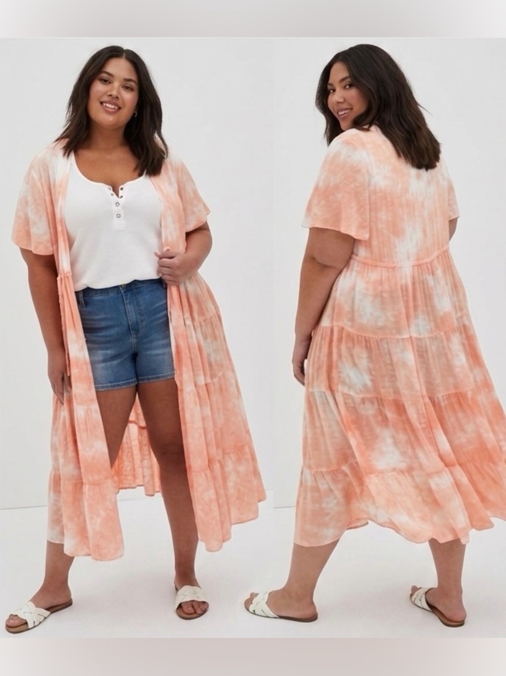 Torrid NWT Tie Dye Flowy Open Kimono Cover Up Flutter Sleeve Dress Size 1X